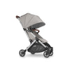 Right side of Uppababy stroller in light grey