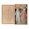 Maileg Mum & Dad Mice in Cigar Box Children's Pretend Doll Toy multicolored