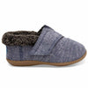 TOMS Tiny Navy Chambray Kid's House Slippers fur lining