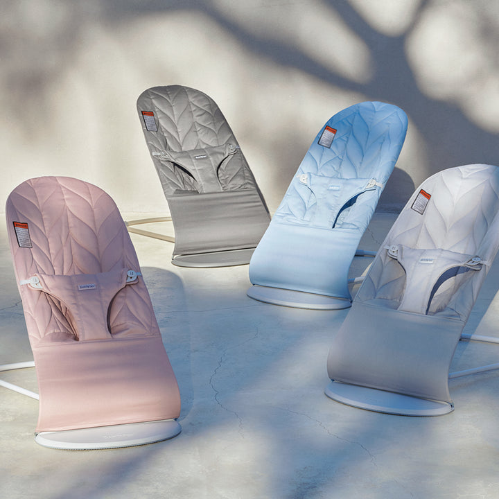 blue grey pink quilted baby bouncer seat by babybjorn