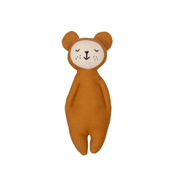 Fabelab Ochre Bear Soft Rattle Children's Plush Sensory Toys  brown and cream colored