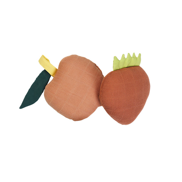 Fabelab Strawberry Offcut Rattle Children's Soft Eco-Friendly Toys  pinks and greens