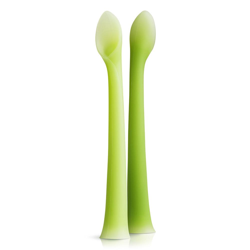 Olababy 100% Silicone Baby Feeding Spoon Set green sprout leaf ergonomic baby led solid food feedingOlababy 100% Silicone Baby Feeding Spoon Set green sprout leaf ergonomic baby led weaning solid food feeding