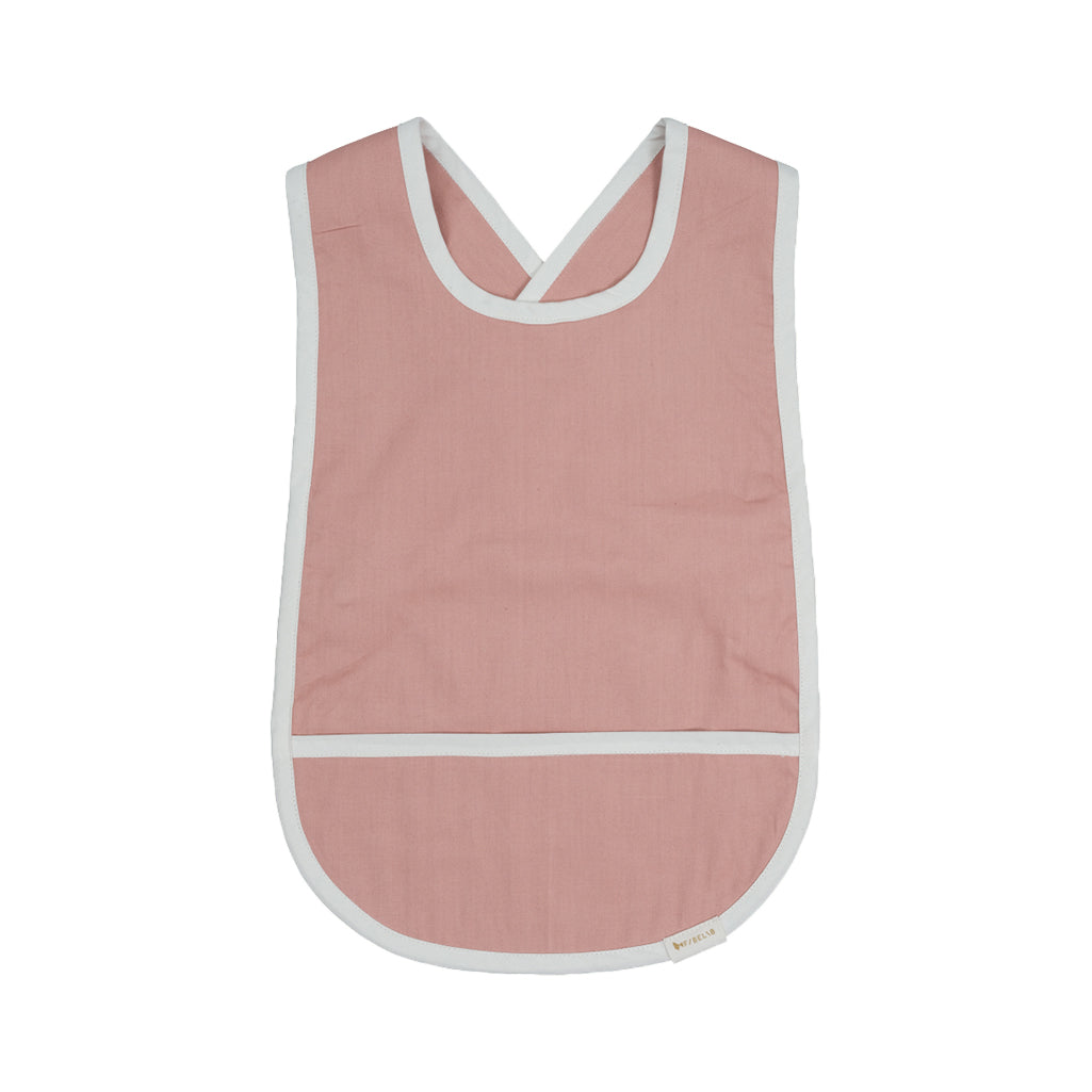 Fabelab Old Rose Cross Back Bib for Children, Light Pink Cotton Feeding Accessory