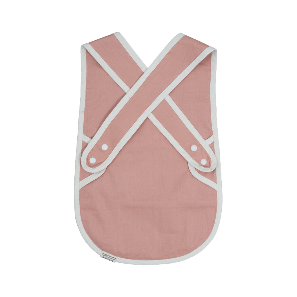 Fabelab Old Rose Cross Back Bib, Light Pink Cotton Baby Bib with Cross Back Design