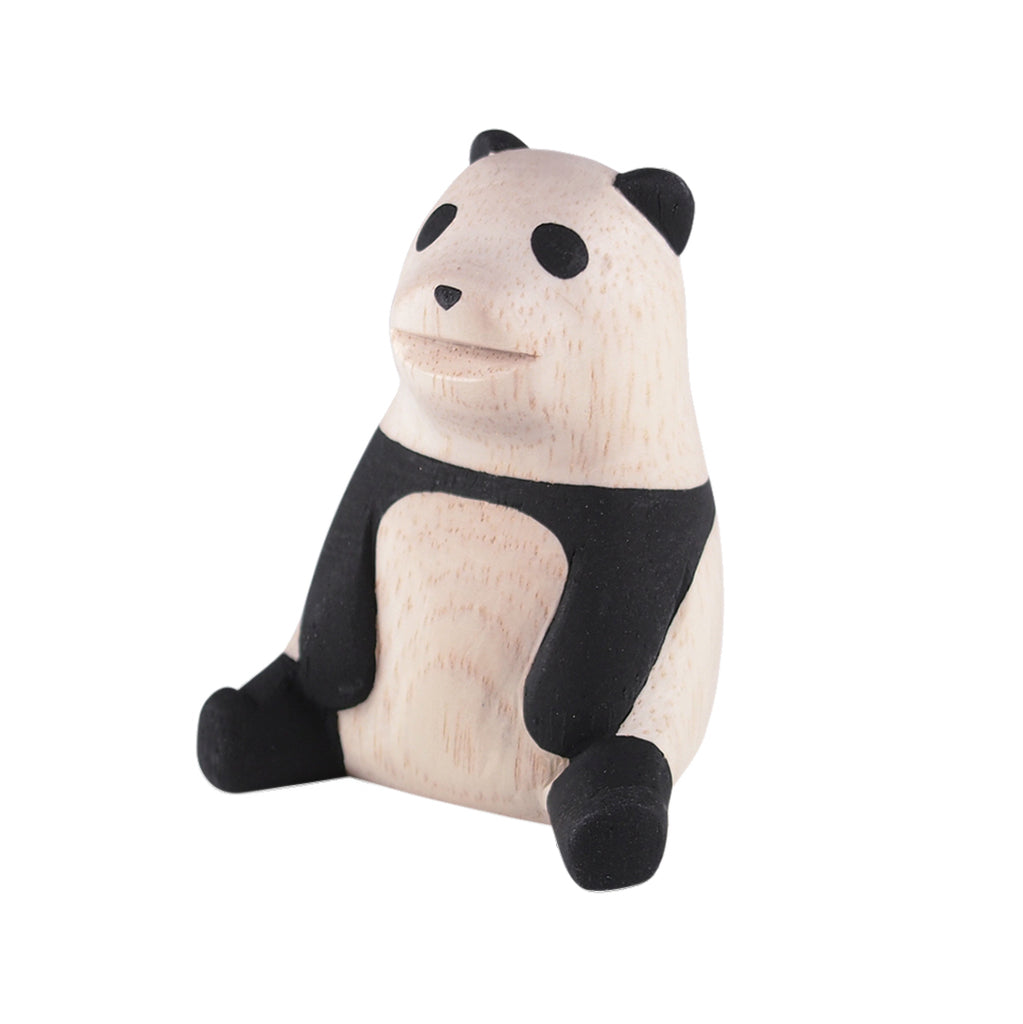T-Lab polepole Panda Figurine Children's Wooden Pretend Play Toys black and white natural wood