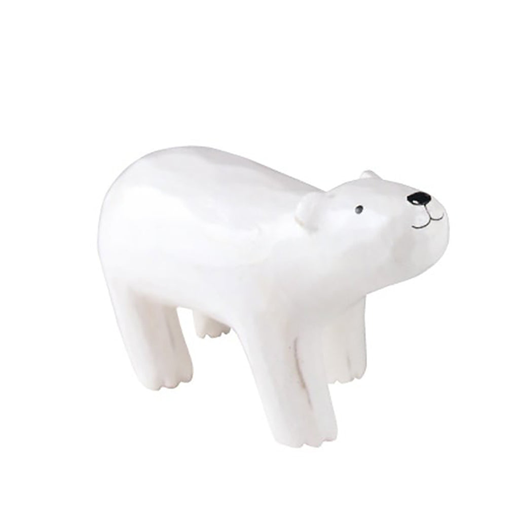 T-Lab polepole Polar Bear Parent Figurine Kid's Wood Pretend Play Toys white