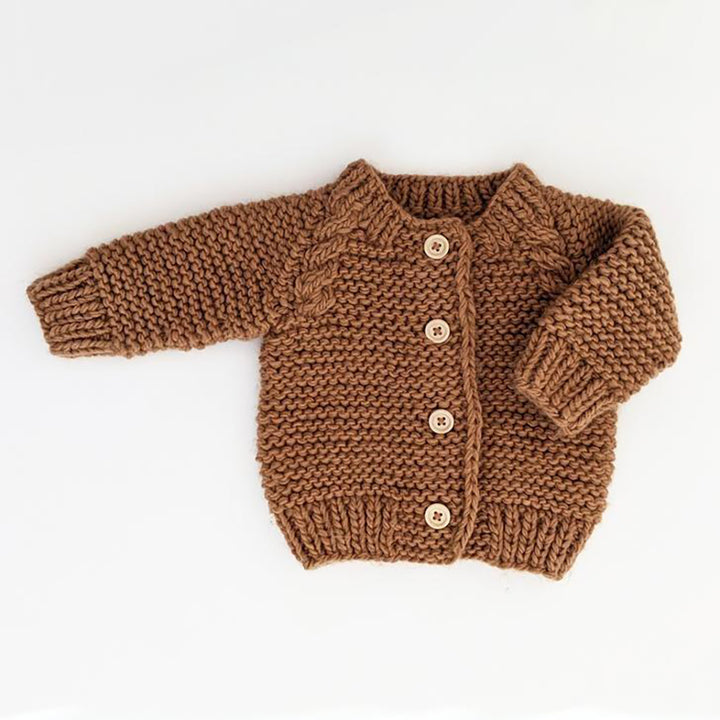 Huggalugs Pecan Garter Stitch Cardigan Sweater