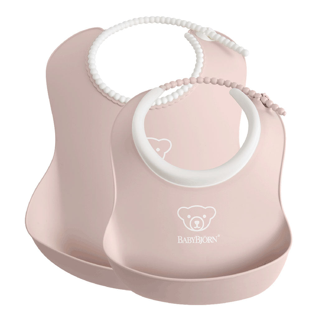 Babybjorn Soft Feeding Bib Set in Pink, BPA-free and easy to clean after meals