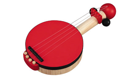 PlanToys Eco-Friendly Wooden Banjo Musical Toy red 