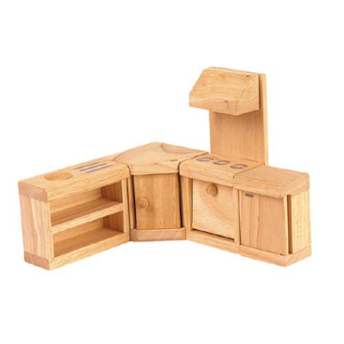 PlanToys Wooden Dollhouse Kitchen Furniture Set natural 