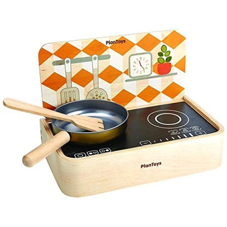 plantoys natural rubber wood portable kitchen set frying pan spatula