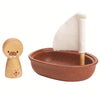 PlanToys wooden sailboat bath toy for toddlers and young children