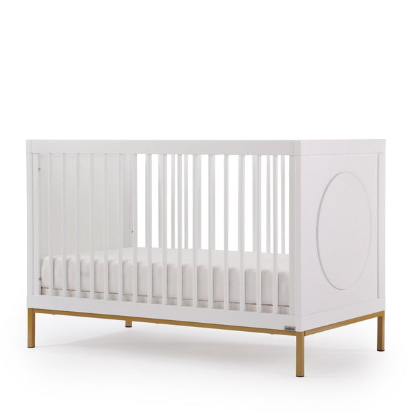 Dadada White/Gold Chicago 3-in-1 Convertible Crib Nursery Furniture white with gold legs