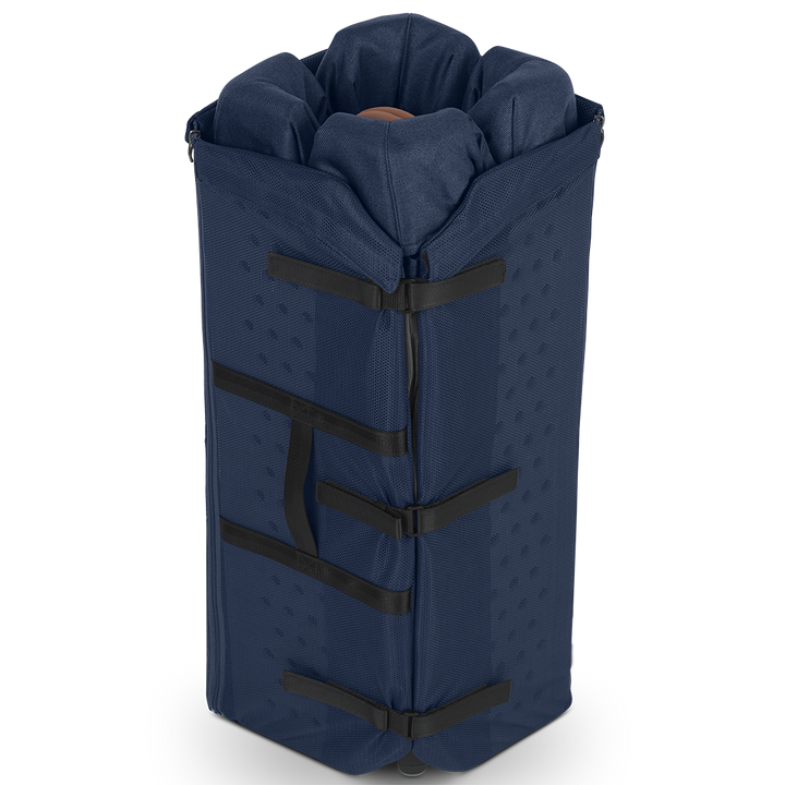 Folded UPPAbaby portable crib Remi Playard in Blue