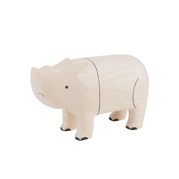 T-Lab polepole Rhinoceros Figurine Children's Wooden Pretend Play Toys
