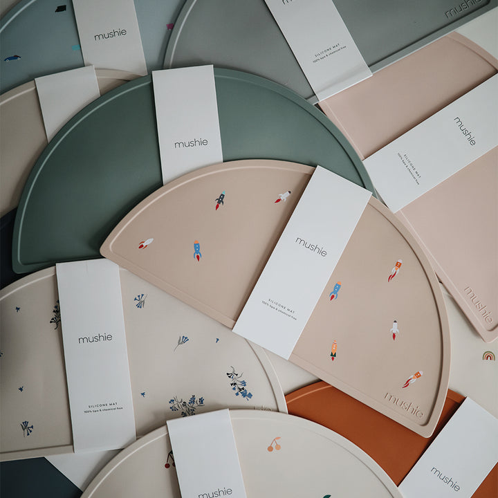Mushie Silicon Placemat Collection A collection of stylish and practical silicone placemats for babies and toddlers