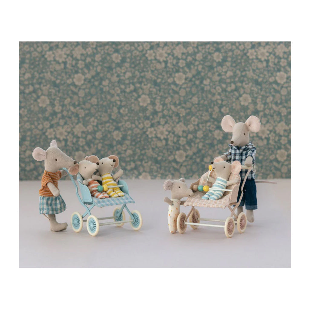 maileg mouse family with baby strollers