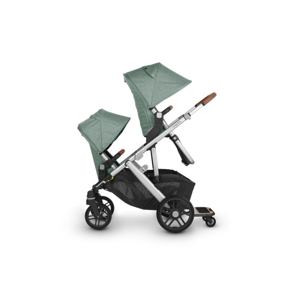 Side of Uppababy VISTA V2 Stroller with Two Back-Facing Rumbleseats in Emmett