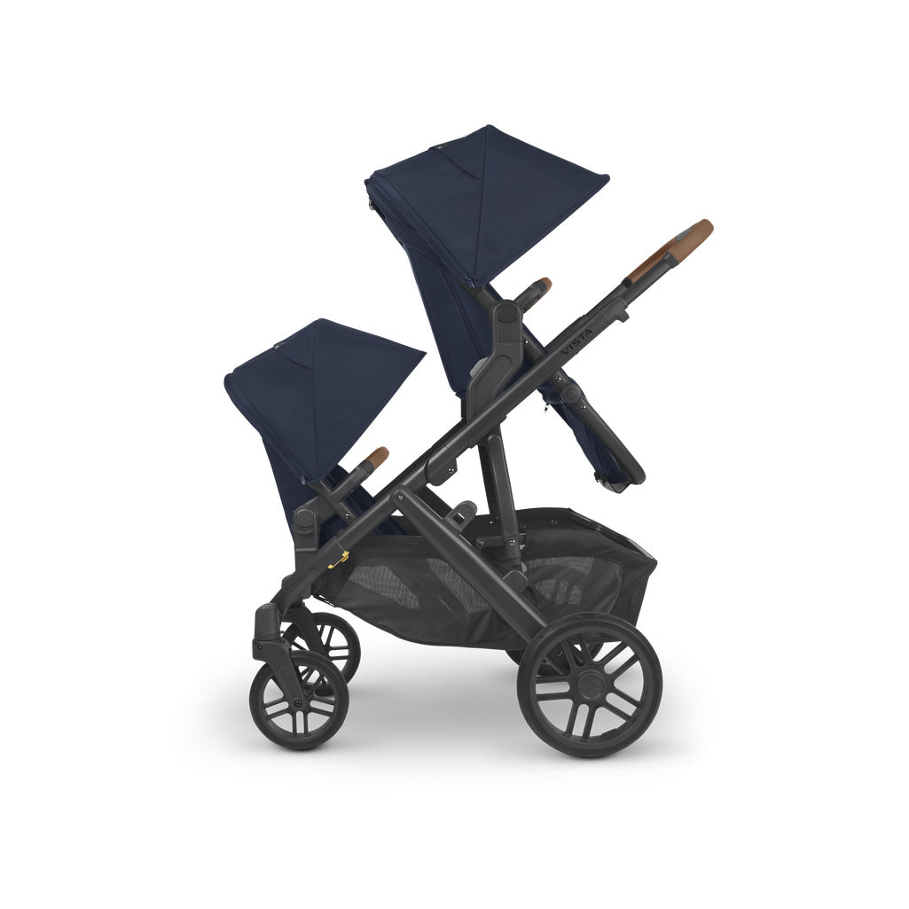 uppababy vista twin stroller with navy rumble seats