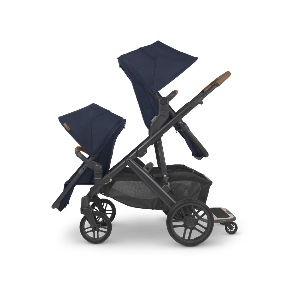 uppababy vista twin stroller with noa blue rumble seats