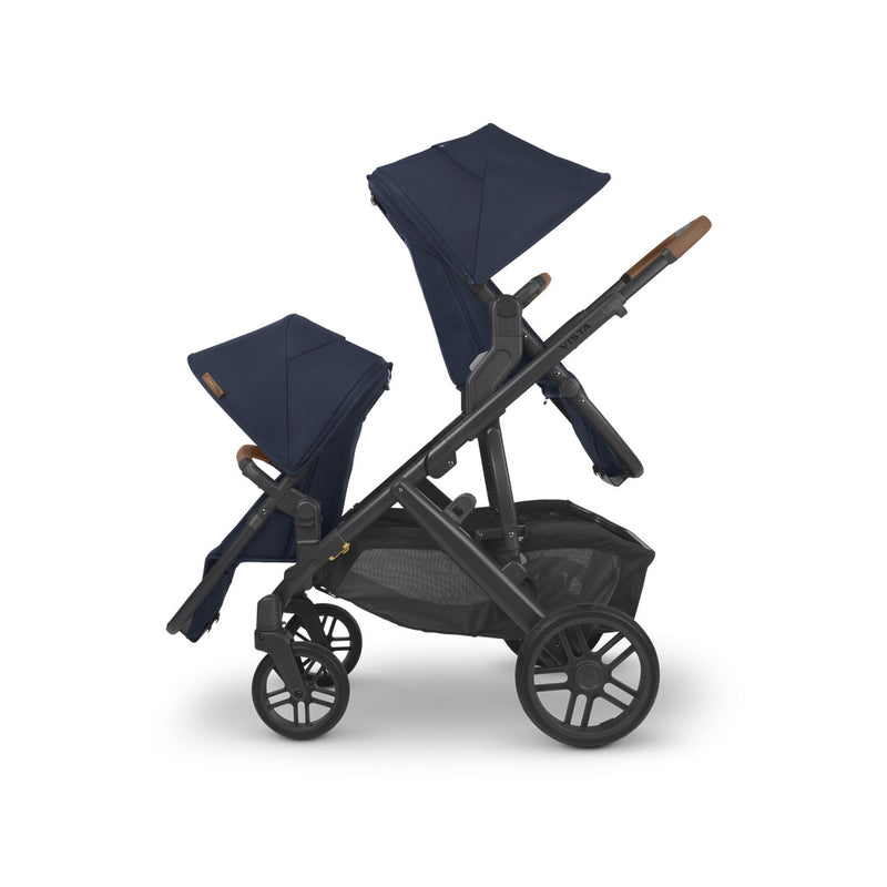 uppababy vista stroller with navy blue rumble seats for twin stroller