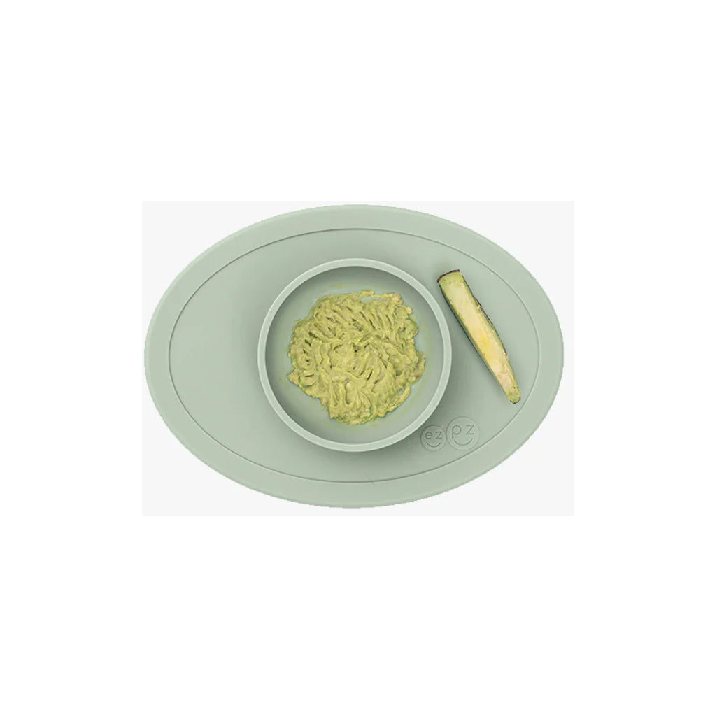 Sage ezpz baby solid food bowl is made of durable, non-toxic silicone for safe feeding.