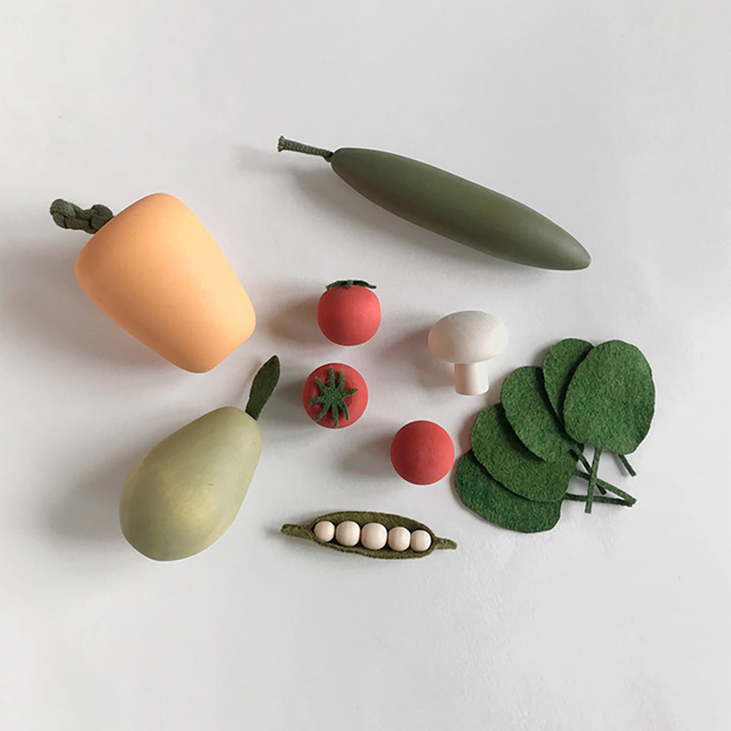 SABO Concept Wooden Toys Salad Vegetable Set for Pretend Play