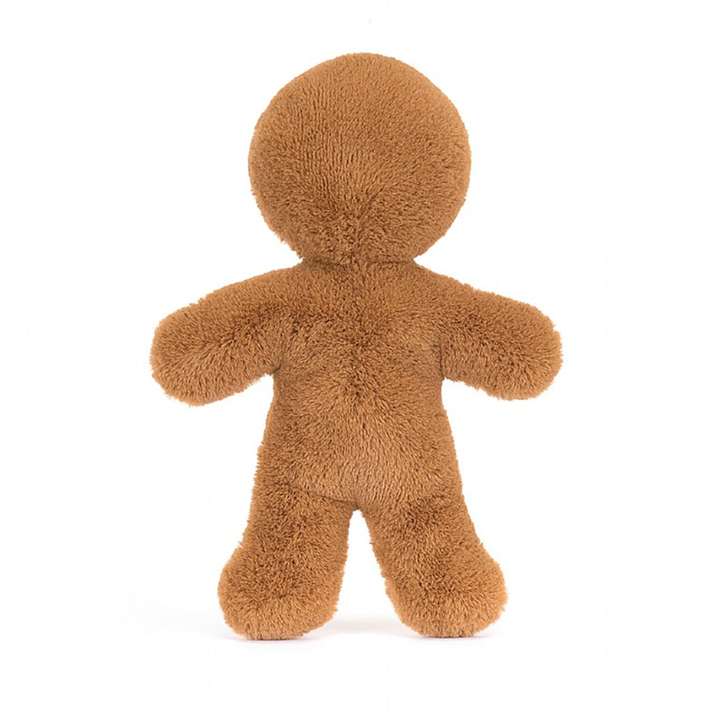 Jellycat Jolly Gingerbread Fred stuffed animal. Small gingerbread cookie shaped stuffie - back view
