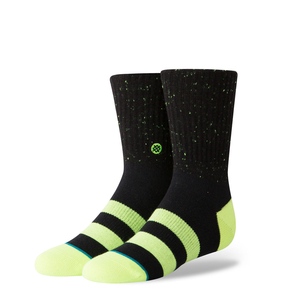 Stance Classic Toddler Boys Socks pattern vibe black high visibility yellow stripe toe heel