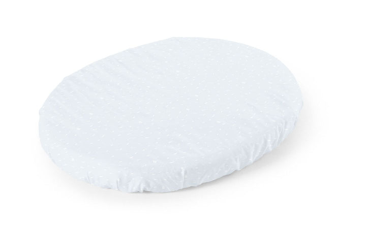 Blue Sea Stokke Sleepi Mini Fitted Crib Sheet soothes bedtime with cozy cotton crib sheets for kids
