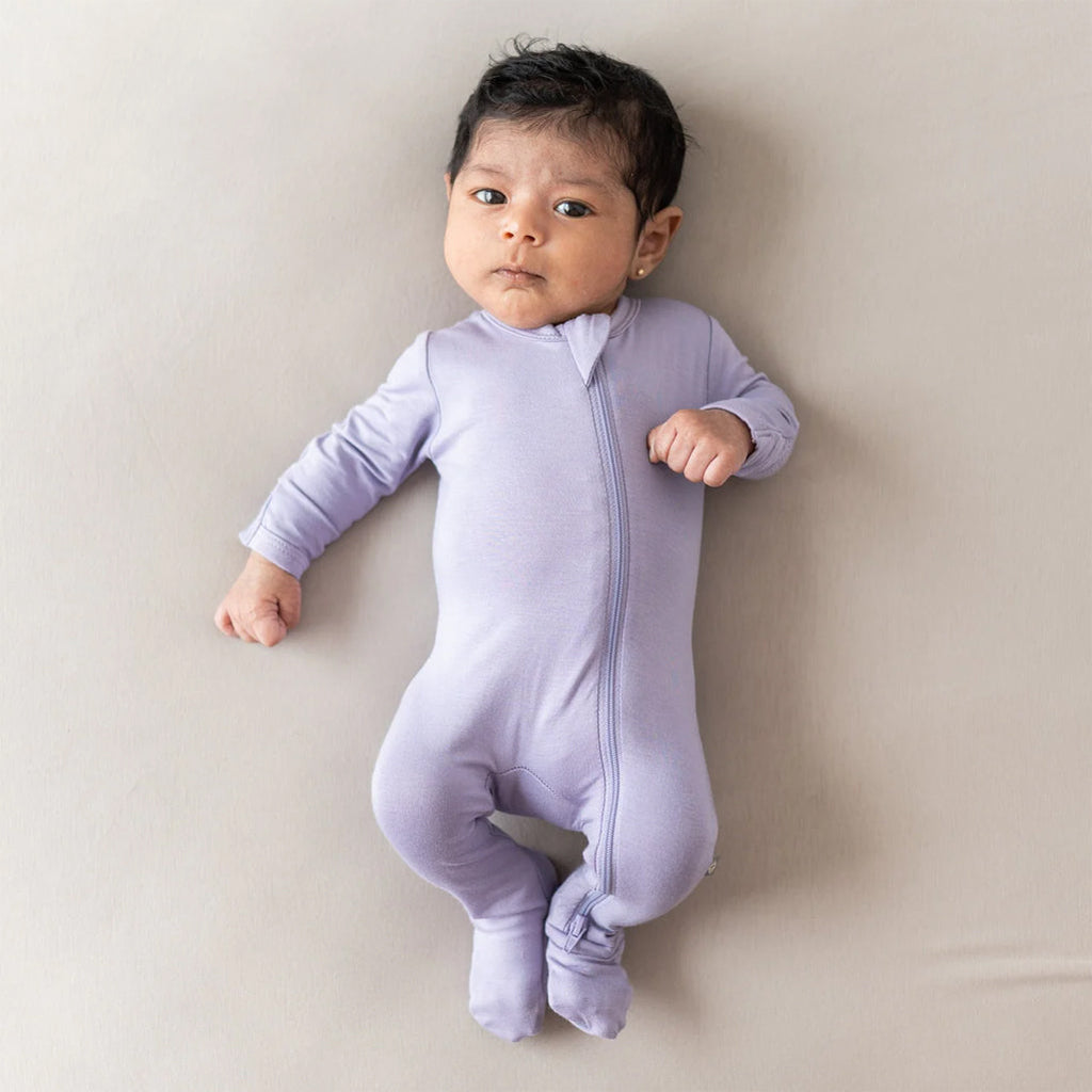 kytebaby footies pajamas in taro purple