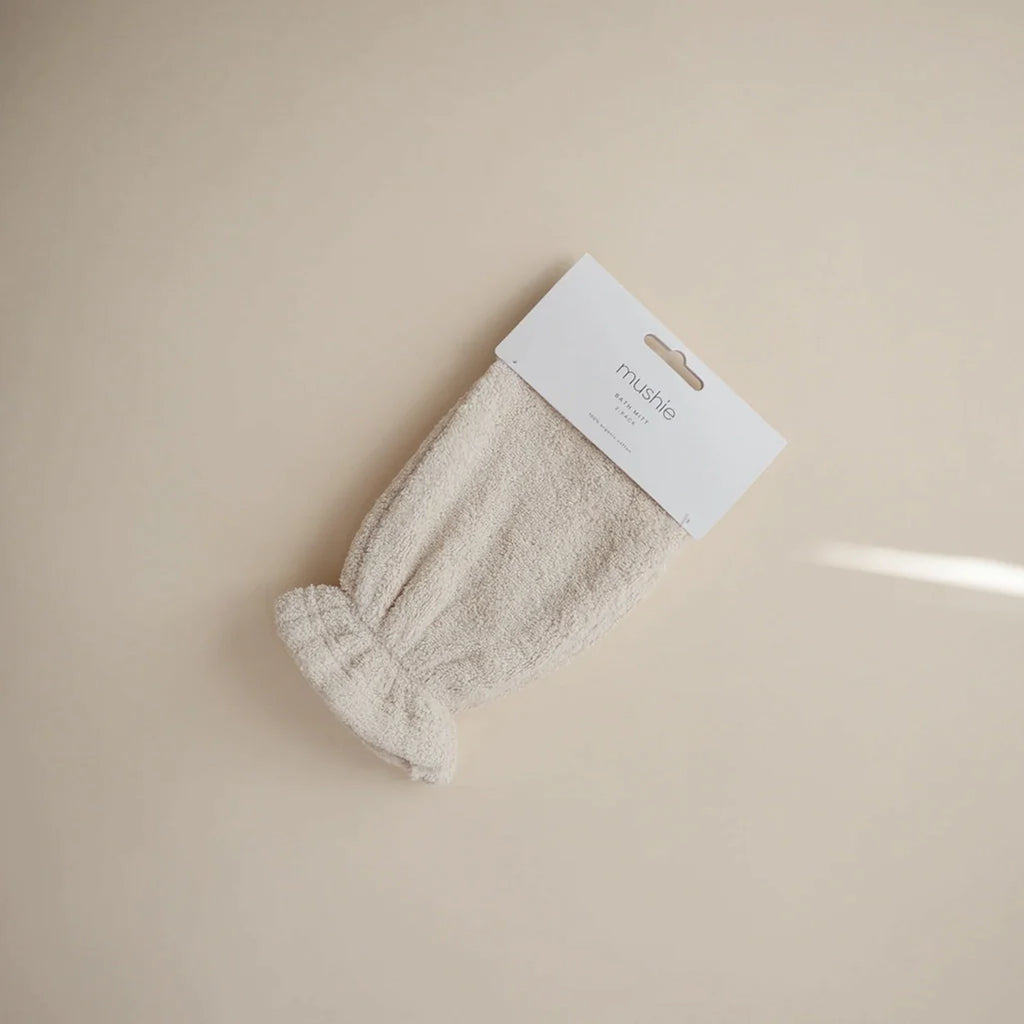 Mushie Bath Mitts for a gentle and soothing wash during your baby's bath time