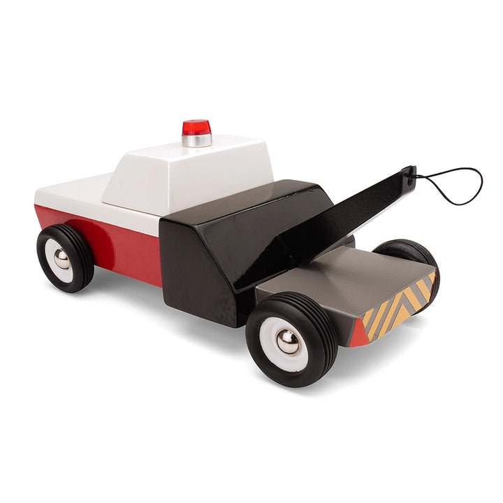 Back view of Candylab Americana Towie Tow Truck, showcasing its detailed retro design