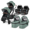 Uppababy Travel System Vista Twin Double Stroller in Gwen Green