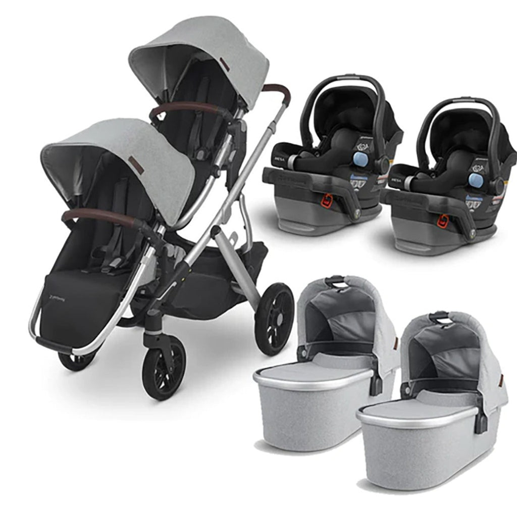 Uppababy Travel System Vista Twin Double Stroller in Stella Grey