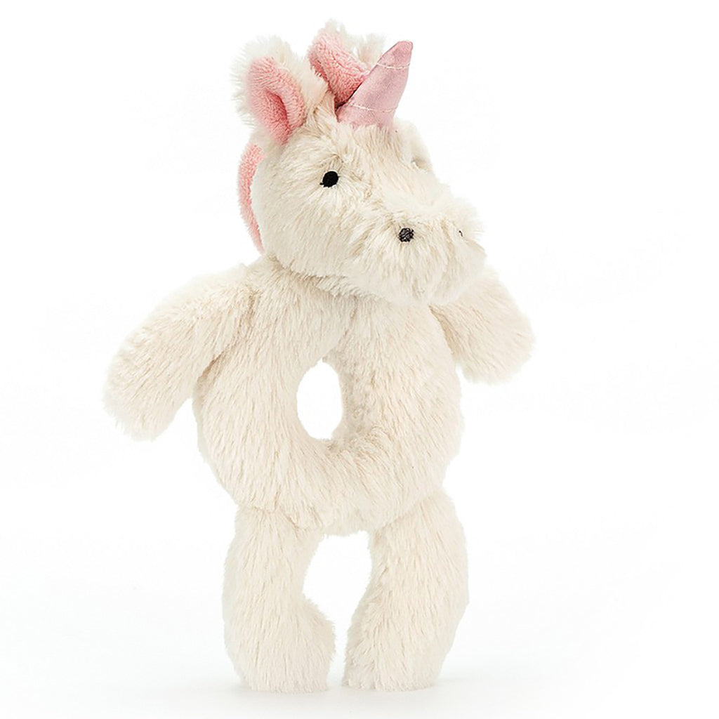 lifestyle_3, Jellycat Bashful Unicorn Grabber Stuffed Animal Toy white pink ears horn
