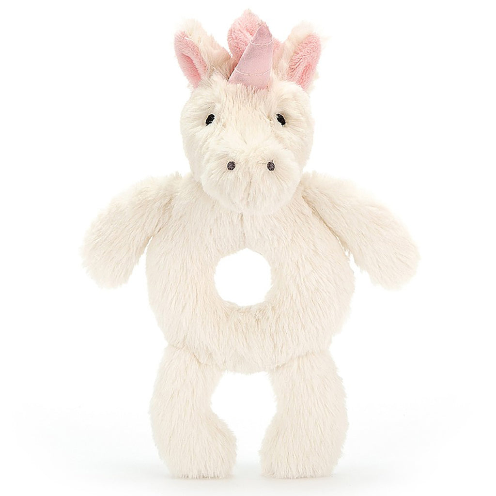 Jellycat Bashful Unicorn Grabber Stuffed Animal Toy white pink ears horn