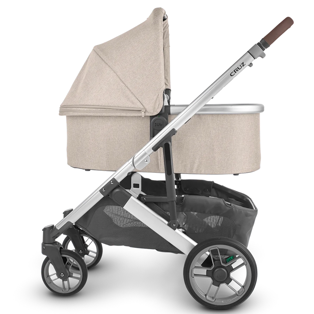 Side View of Uppababy Vista Stroller V2 with Bassinet Accessory in Declan