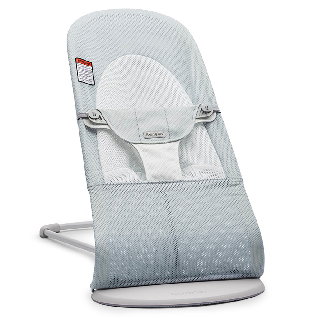 silver white mesh Baby Bjorn bouncer balance soft