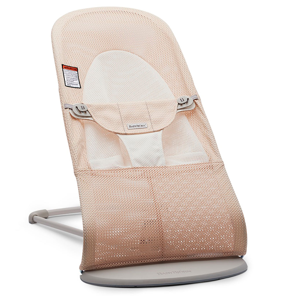 pearly pink white mesh baby Bjorn baby bouncer balance soft