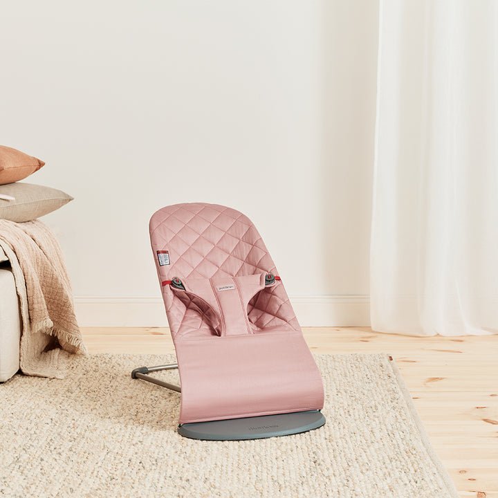 bliss bouncer by Babybjorn dusty pink cotton quilt bouncer for baby