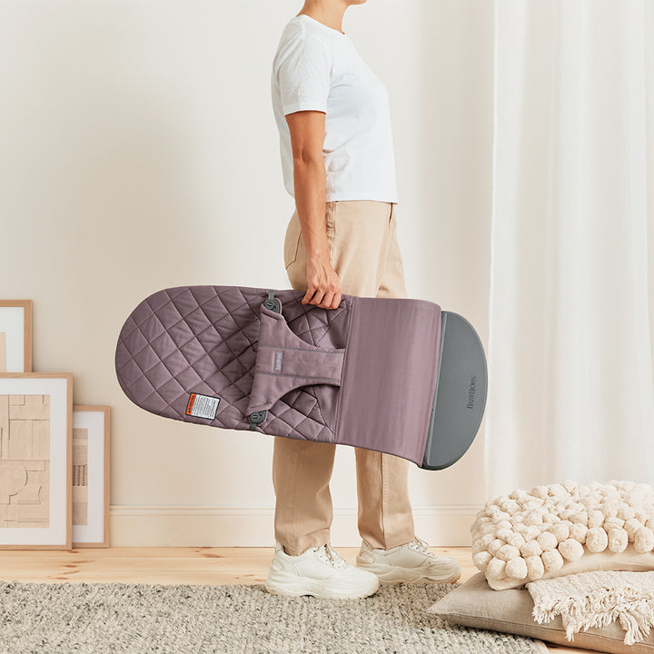collaposable dark purple cotton classic quilt Baby Bjorn bouncer