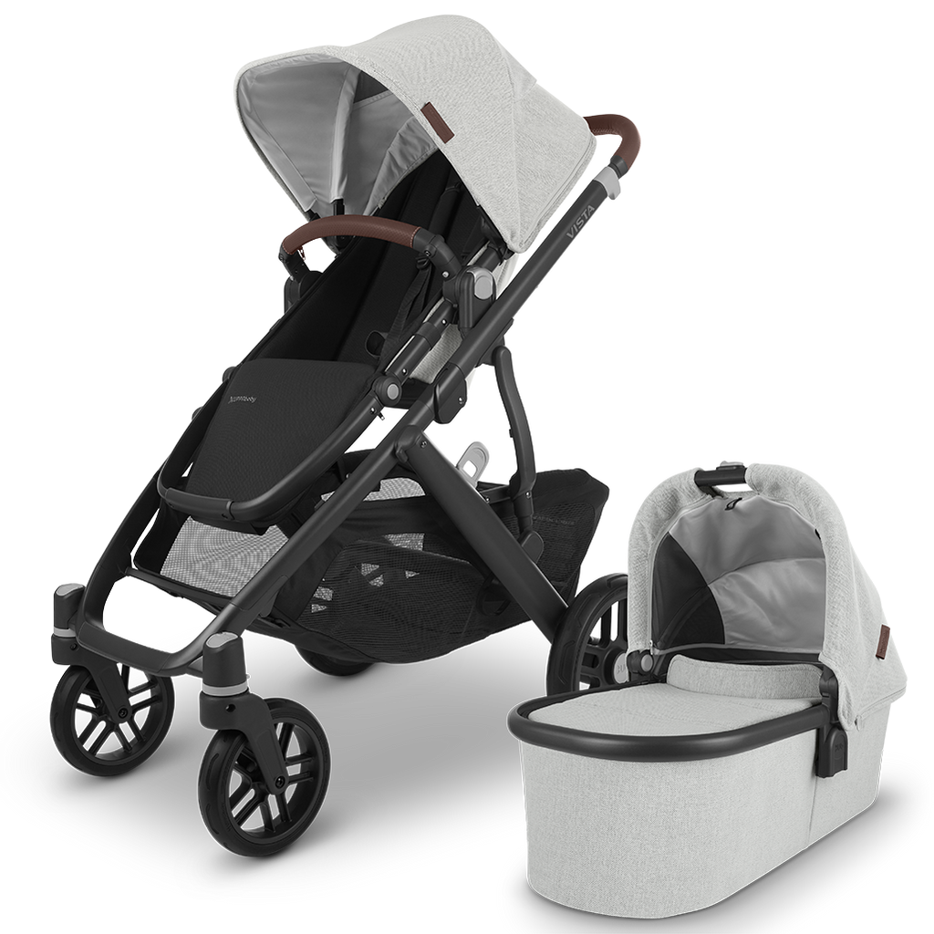 Uppababy Vista Stroller V2 with Bassinet Accessory in White