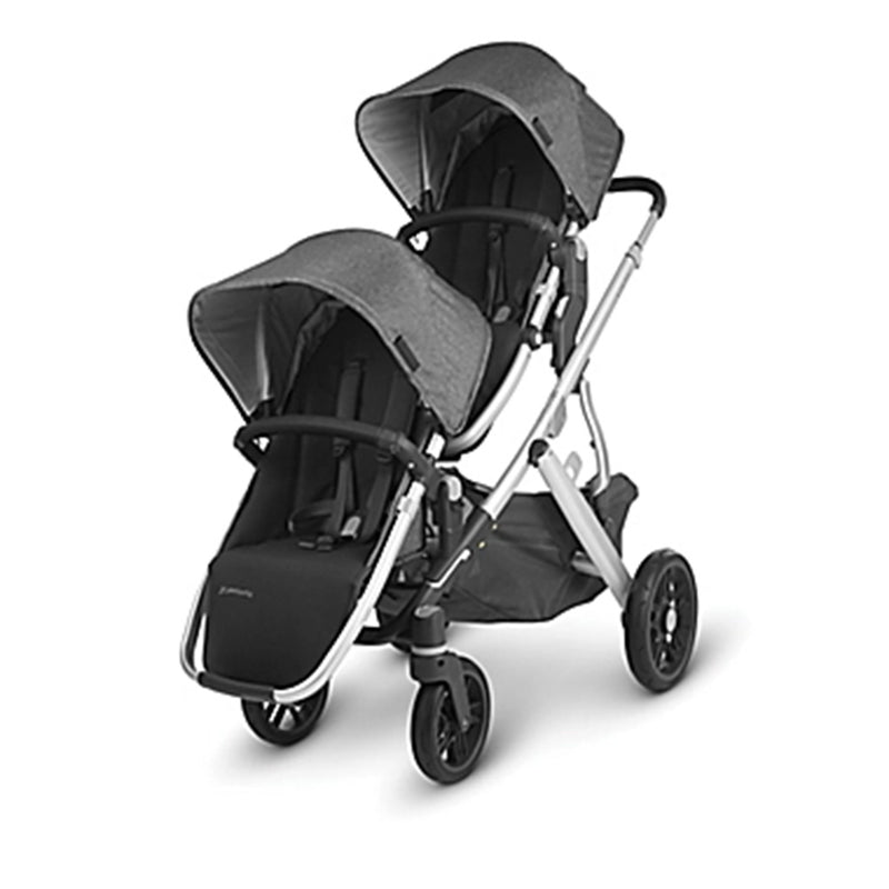 Charcoal Grey Uppababy VISTA V2 Stroller with Two Rumbleseats for double strollers