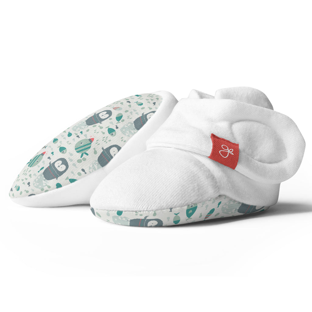 GoumiKids booties for baby in Blue Waddles