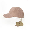 Mrs Ertha Blush Liam Cap Infant & Toddler Corduroy Baseball Cap. Pale pink children's baseball cap. Side view with tags attached.