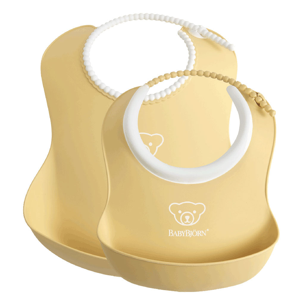 Babybjorn Soft Feeding Bib Set in Yellow, perfect for toddlers learning to self-feed